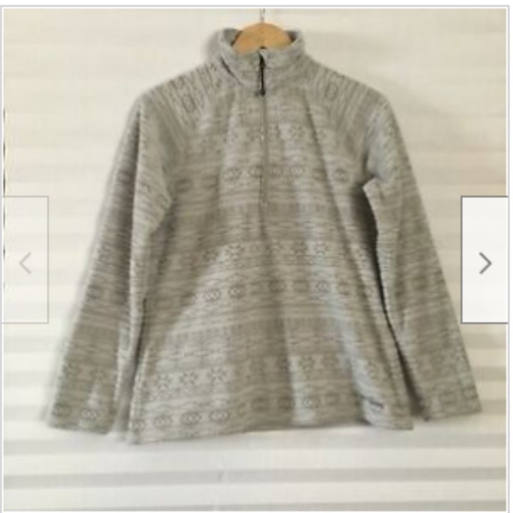 Eddie Bauer‎ Women’s Quarter Zip Pullover Fleece Jacket Gray Snowflake Size M